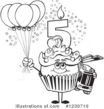 Royalty-Free (RF) Birthday Cupcake Clipart Illustration by Dennis Holmes Designs - Stock Sample #1230710
