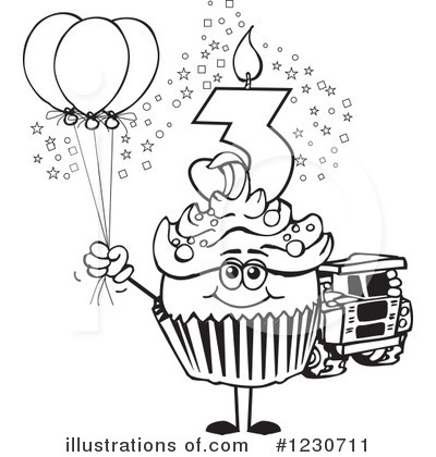 Royalty-Free (RF) Birthday Cupcake Clipart Illustration by Dennis Holmes Designs - Stock Sample #1230711