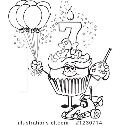 Royalty-Free (RF) Birthday Cupcake Clipart Illustration by Dennis Holmes Designs - Stock Sample #1230714