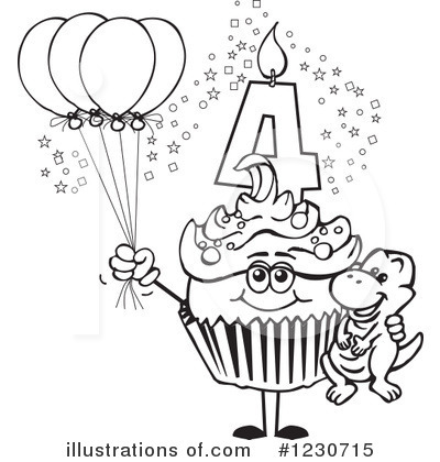 Royalty-Free (RF) Birthday Cupcake Clipart Illustration by Dennis Holmes Designs - Stock Sample #1230715