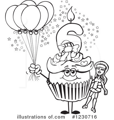Royalty-Free (RF) Birthday Cupcake Clipart Illustration by Dennis Holmes Designs - Stock Sample #1230716