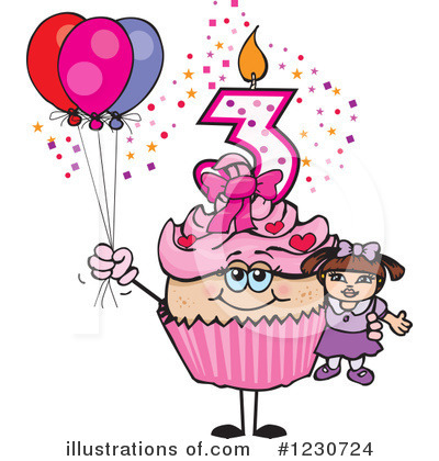Royalty-Free (RF) Birthday Cupcake Clipart Illustration by Dennis Holmes Designs - Stock Sample #1230724