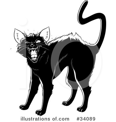 Royalty-Free (RF) Black Cat Clipart Illustration by Lawrence Christmas Illustration - Stock Sample #34089