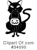 Black Cat Clipart #34090 by Lawrence Christmas Illustration