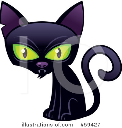 Royalty-Free (RF) Black Cat Clipart Illustration by John Schwegel - Stock Sample #59427