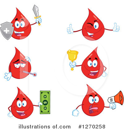 Royalty-Free (RF) Blood Drop Character Clipart Illustration by Hit Toon - Stock Sample #1270258