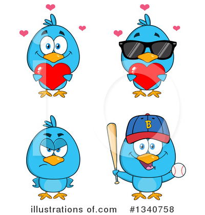 Royalty-Free (RF) Blue Bird Clipart Illustration by Hit Toon - Stock Sample #1340758