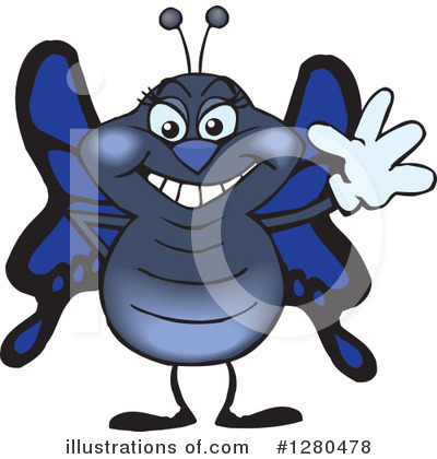 Blue Butterfly Clipart #1280478 by Dennis Holmes Designs