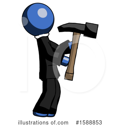 Royalty-Free (RF) Blue Design Mascot Clipart Illustration by Leo Blanchette - Stock Sample #1588853