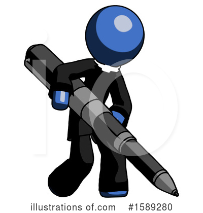 Royalty-Free (RF) Blue Design Mascot Clipart Illustration by Leo Blanchette - Stock Sample #1589280
