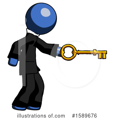 Royalty-Free (RF) Blue Design Mascot Clipart Illustration by Leo Blanchette - Stock Sample #1589676