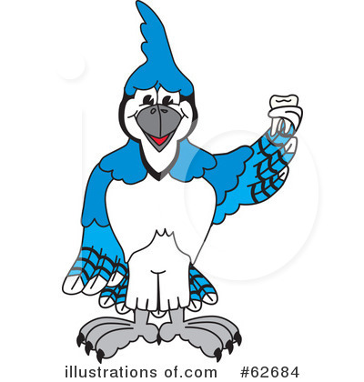 Royalty-Free (RF) Blue Jay Mascot Clipart Illustration by Mascot Junction - Stock Sample #62684