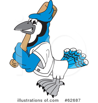 Royalty-Free (RF) Blue Jay Mascot Clipart Illustration by Mascot Junction - Stock Sample #62687