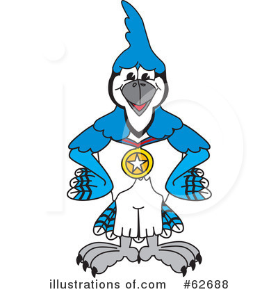 Royalty-Free (RF) Blue Jay Mascot Clipart Illustration by Mascot Junction - Stock Sample #62688