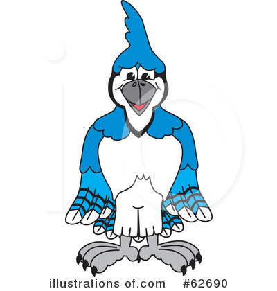 Royalty-Free (RF) Blue Jay Mascot Clipart Illustration by Mascot Junction - Stock Sample #62690