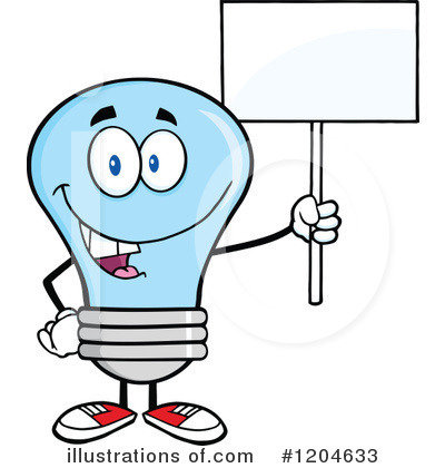 Royalty-Free (RF) Blue Light Bulb Clipart Illustration by Hit Toon - Stock Sample #1204633