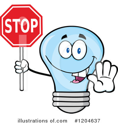 Royalty-Free (RF) Blue Light Bulb Clipart Illustration by Hit Toon - Stock Sample #1204637