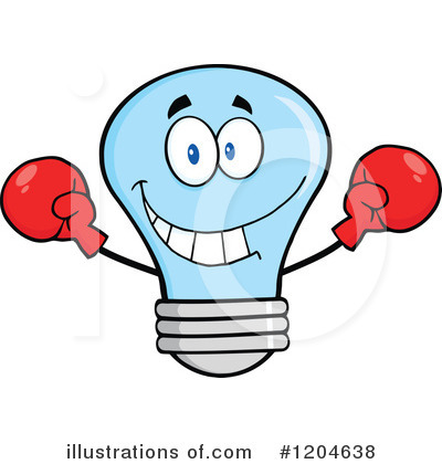 Royalty-Free (RF) Blue Light Bulb Clipart Illustration by Hit Toon - Stock Sample #1204638