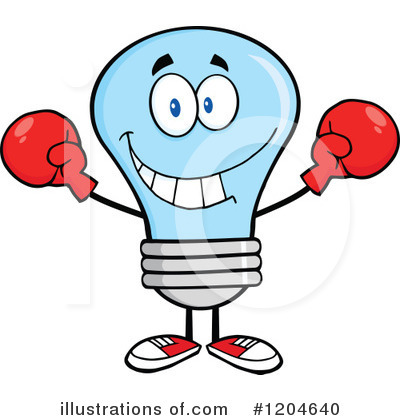 Royalty-Free (RF) Blue Light Bulb Clipart Illustration by Hit Toon - Stock Sample #1204640