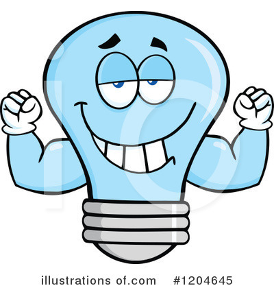 Royalty-Free (RF) Blue Light Bulb Clipart Illustration by Hit Toon - Stock Sample #1204645