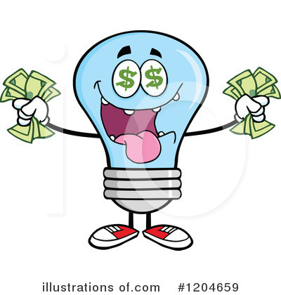 Royalty-Free (RF) Blue Light Bulb Clipart Illustration by Hit Toon - Stock Sample #1204659