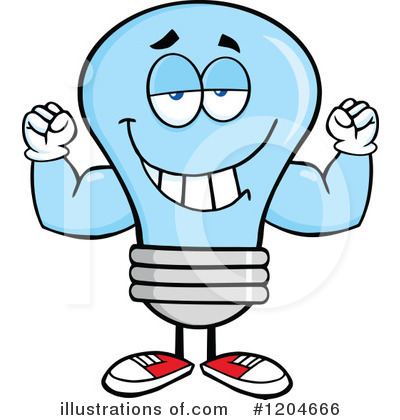 Royalty-Free (RF) Blue Light Bulb Clipart Illustration by Hit Toon - Stock Sample #1204666