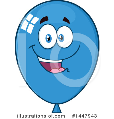 Royalty-Free (RF) Blue Party Balloon Clipart Illustration by Hit Toon - Stock Sample #1447943