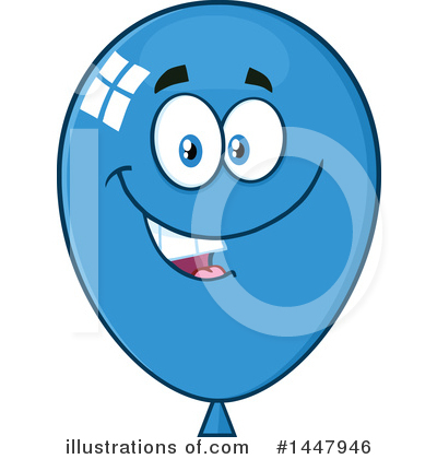 Royalty-Free (RF) Blue Party Balloon Clipart Illustration by Hit Toon - Stock Sample #1447946