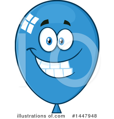 Royalty-Free (RF) Blue Party Balloon Clipart Illustration by Hit Toon - Stock Sample #1447948