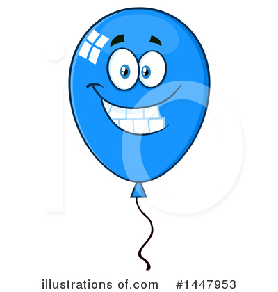 Royalty-Free (RF) Blue Party Balloon Clipart Illustration by Hit Toon - Stock Sample #1447953