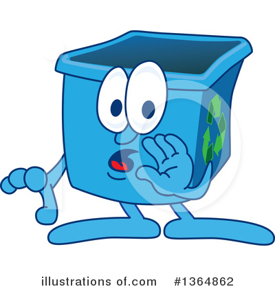 Royalty-Free (RF) Blue Recycle Bin Character Clipart Illustration by Mascot Junction - Stock Sample #1364862