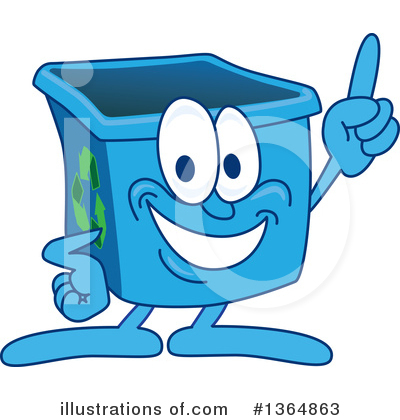 Royalty-Free (RF) Blue Recycle Bin Character Clipart Illustration by Mascot Junction - Stock Sample #1364863
