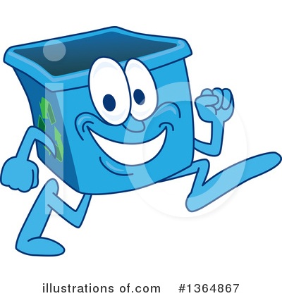 Royalty-Free (RF) Blue Recycle Bin Character Clipart Illustration by Mascot Junction - Stock Sample #1364867