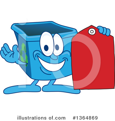 Blue Recycle Bin Character Clipart #1364869 by Mascot Junction