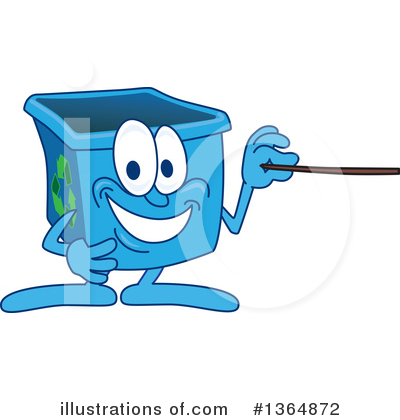 Blue Recycle Bin Character Clipart #1364872 by Mascot Junction