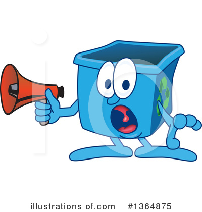 Royalty-Free (RF) Blue Recycle Bin Character Clipart Illustration by Mascot Junction - Stock Sample #1364875