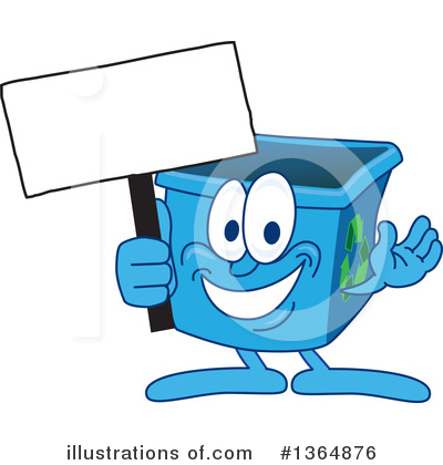 Royalty-Free (RF) Blue Recycle Bin Character Clipart Illustration by Mascot Junction - Stock Sample #1364876