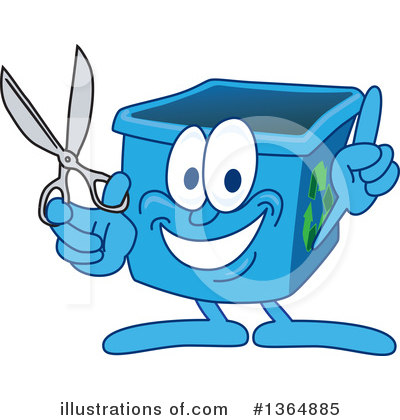 Royalty-Free (RF) Blue Recycle Bin Character Clipart Illustration by Mascot Junction - Stock Sample #1364885