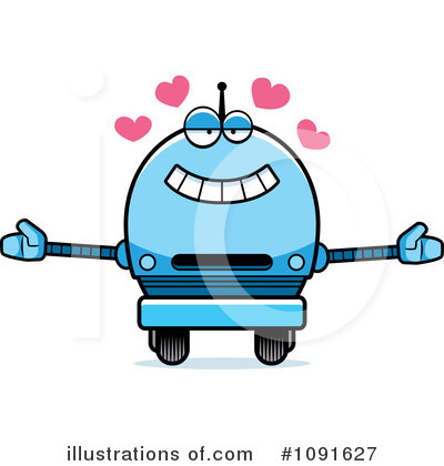 Royalty-Free (RF) Blue Robot Clipart Illustration by Cory Thoman - Stock Sample #1091627