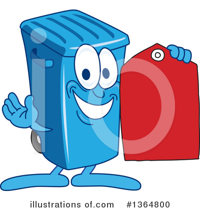 Royalty-Free (RF) Blue Trash Can Clipart Illustration by Mascot Junction - Stock Sample #1364800