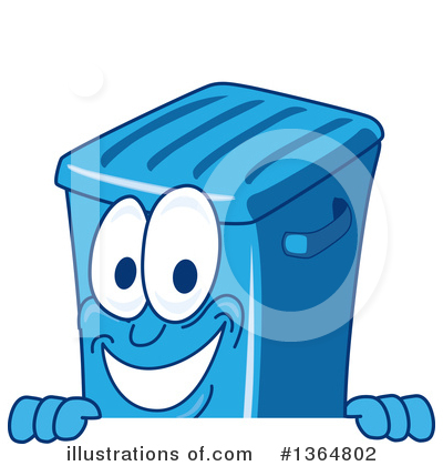 Royalty-Free (RF) Blue Trash Can Clipart Illustration by Mascot Junction - Stock Sample #1364802