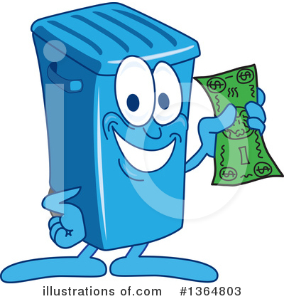 Royalty-Free (RF) Blue Trash Can Clipart Illustration by Mascot Junction - Stock Sample #1364803