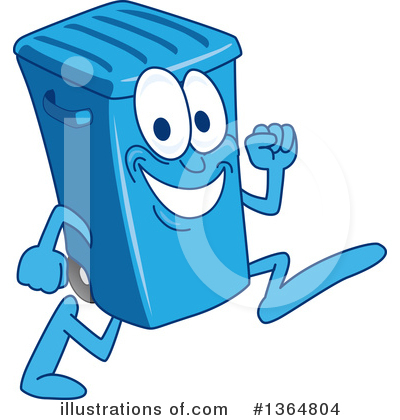 Royalty-Free (RF) Blue Trash Can Clipart Illustration by Mascot Junction - Stock Sample #1364804