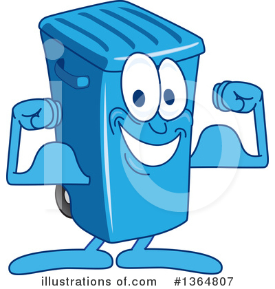 Royalty-Free (RF) Blue Trash Can Clipart Illustration by Mascot Junction - Stock Sample #1364807