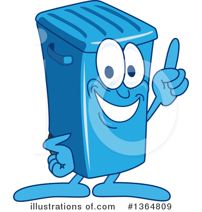 Royalty-Free (RF) Blue Trash Can Clipart Illustration by Mascot Junction - Stock Sample #1364809