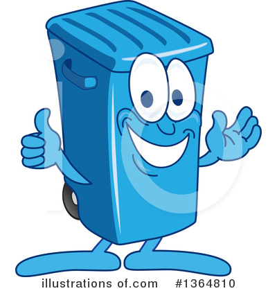 Royalty-Free (RF) Blue Trash Can Clipart Illustration by Mascot Junction - Stock Sample #1364810
