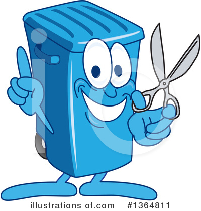 Royalty-Free (RF) Blue Trash Can Clipart Illustration by Mascot Junction - Stock Sample #1364811