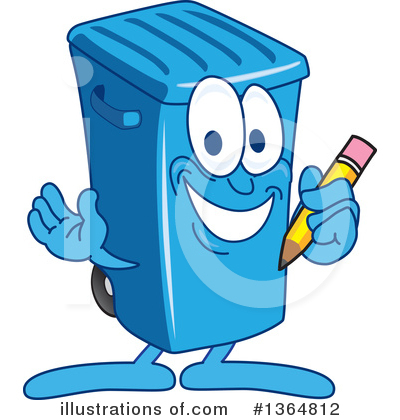 Royalty-Free (RF) Blue Trash Can Clipart Illustration by Mascot Junction - Stock Sample #1364812