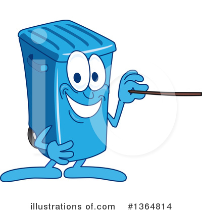 Royalty-Free (RF) Blue Trash Can Clipart Illustration by Mascot Junction - Stock Sample #1364814