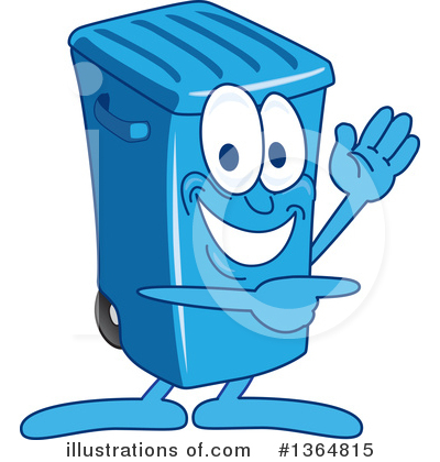 Royalty-Free (RF) Blue Trash Can Clipart Illustration by Mascot Junction - Stock Sample #1364815